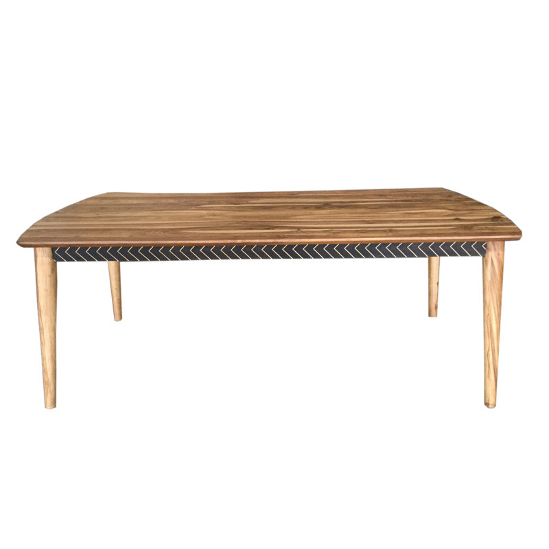 Artisan Sheesham Wood 80" Farmhouse Dining Table with Chevron Accents