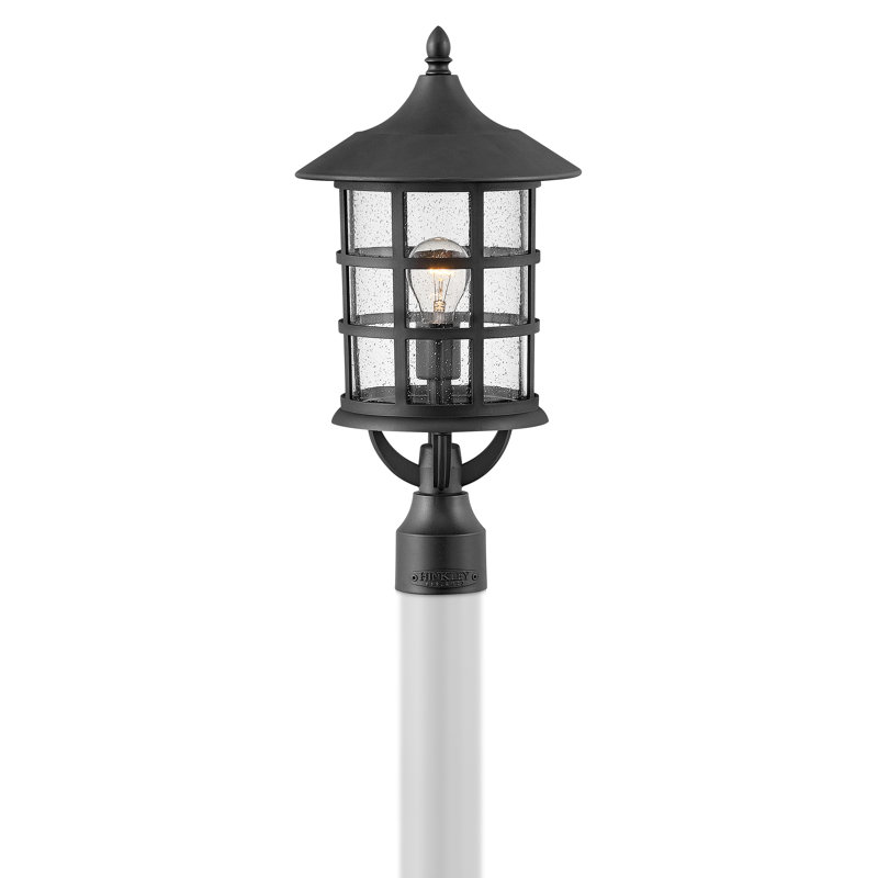 Coastal 12V Composite Outdoor Post Mount Lantern with Clear Seedy Glass (Post Sold Separately), Textured Black