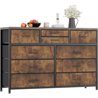 Dresser for Bedroom TV Stand for 55” TV, Entertainment Center with 10 Drawers
