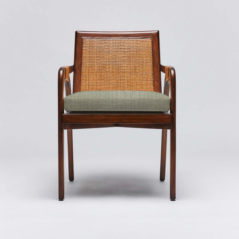Delray Upholstered Arm Chair, Chestnut, Hemp Loop