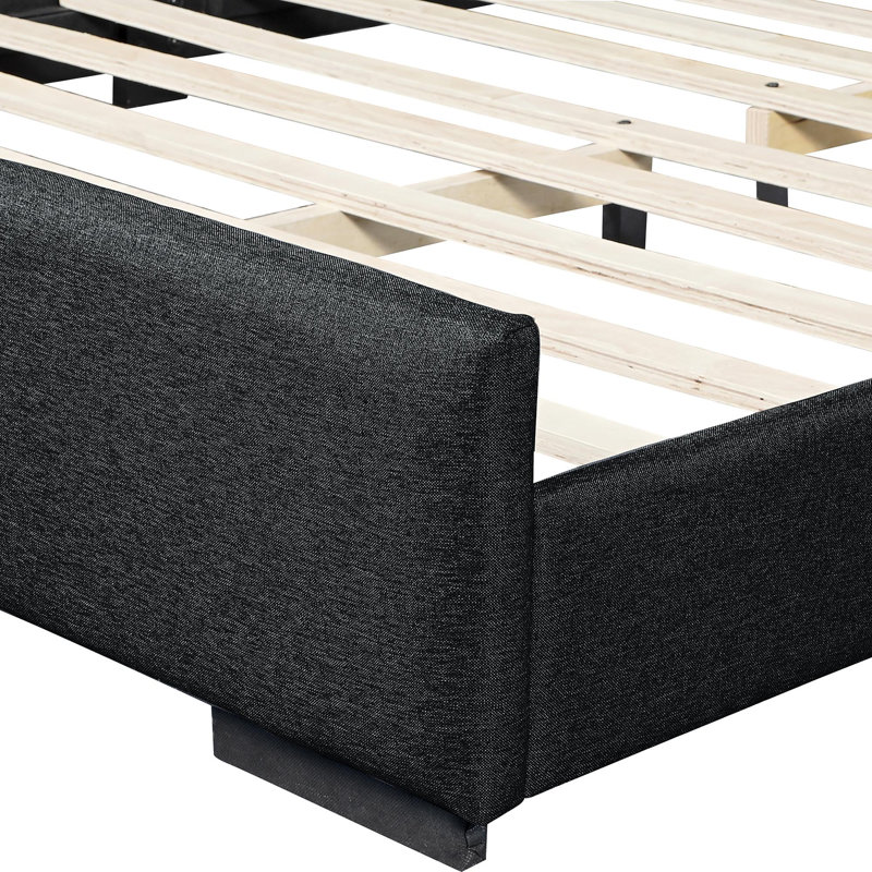 Lit plateforme tapissier Dumfries (Abbey), Très grand, Polyester gris