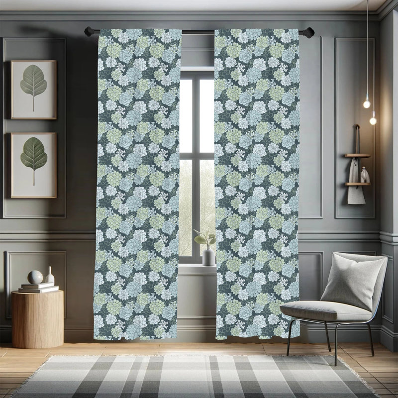 Floral Semi-Sheer Rod Pocket Curtain Panels, 28" W x 63" L