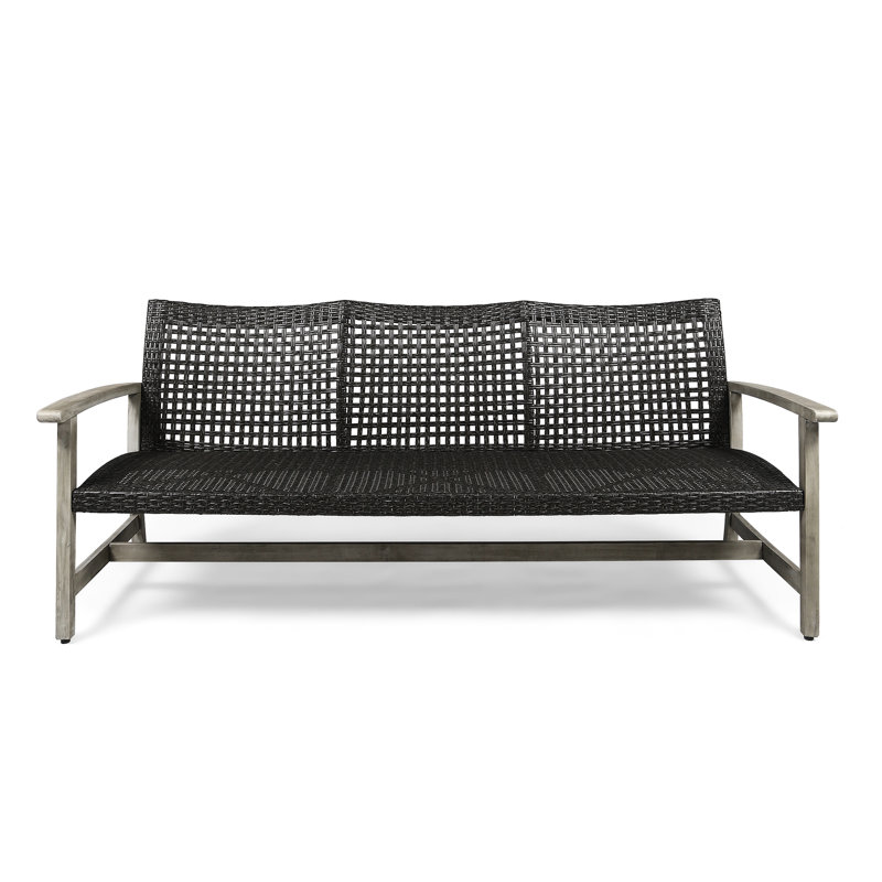 Spacious Outdoor 3 Seater In Grey With And Metal Frame For Patio, Featuring Iron Details, Gray