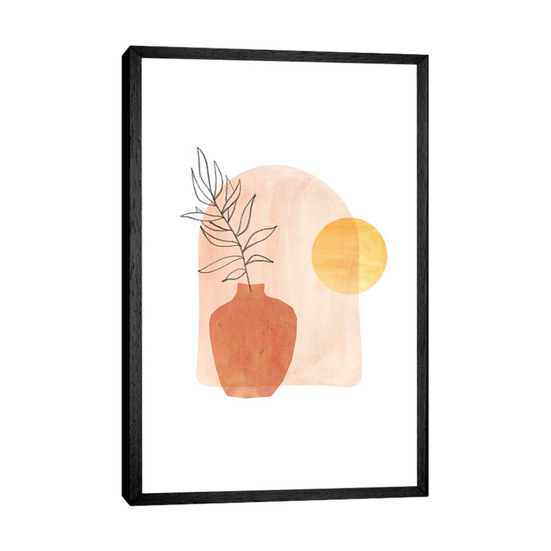 Boho Vase And Plant - Painting on Canvas, 66.04cm H x 45.72cm W x 3.81cm D, Black Framed