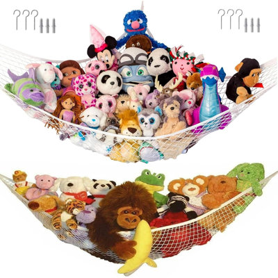 Pack of 2 Toy Storage Hammock with Hook and Large Mesh Corner Hanging