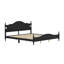 Structure de très grand lit avec tête de lit, lit plateforme en bois de style rétro avec support en lattes de bois, structure de lit très grand sans sommier, assemblage facile, noir