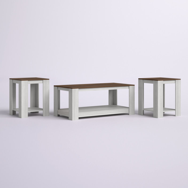 Ensemble de tables basses 3 pièces Chasity, Brun / Gris clair