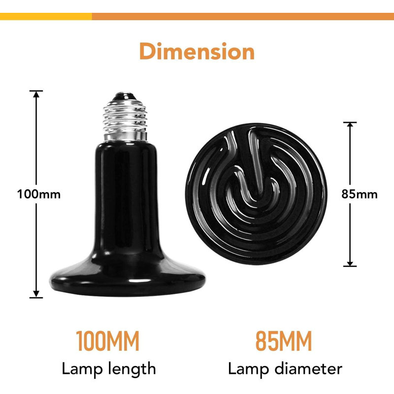 Simple Deluxe Clamp Lamp & 150W Ceramic Heat Bulb Combo - Steel Cage Grill, E26 Socket, 6ft Cord for Reptiles/Chickens, Silver