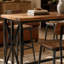 62.6" Rectangular Bar Table, Farmhouse Counter Height Pub Table with Metal Footrest for Coffee Bar