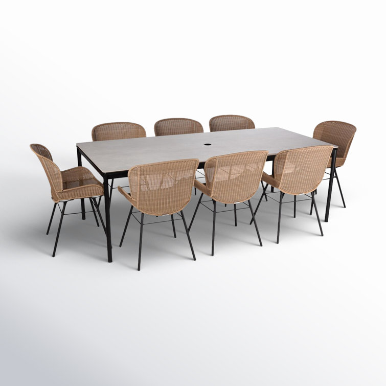 Emi 87'' Rectangular 8 - Person Outdoor Dining Set