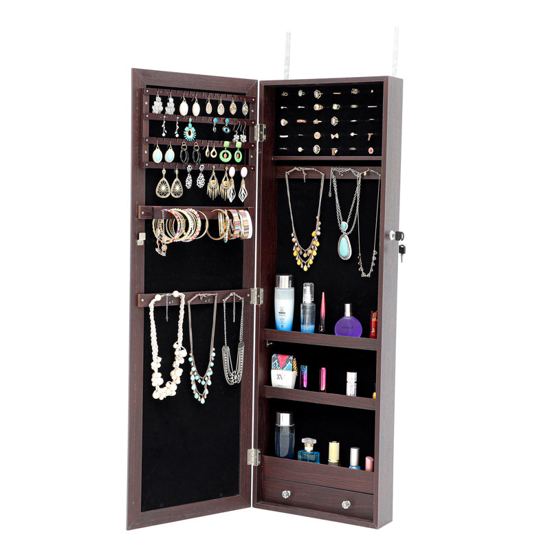 Armoire à bijoux murale avec miroir Castellon, Brun