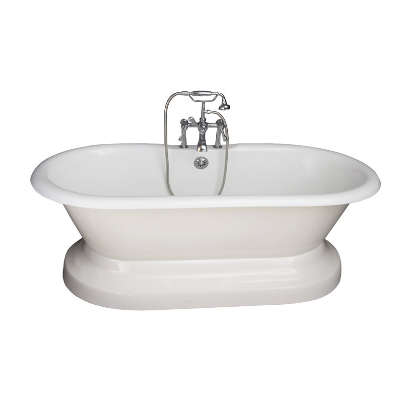 66'' x 30'' Freestanding Soaking Cast Iron Bathtub, Copper