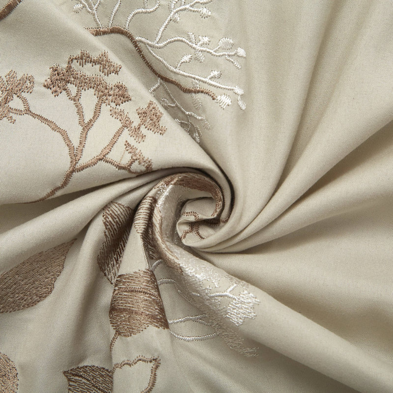 Ensemble d'édredon floral 7 pièces Anissa, Grand édredon et 6 pièces supplémentaires, Beige