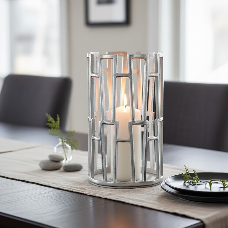 Delphi Aluminum Tabletop Lantern, 30cm H x 18cm W x 18cm D