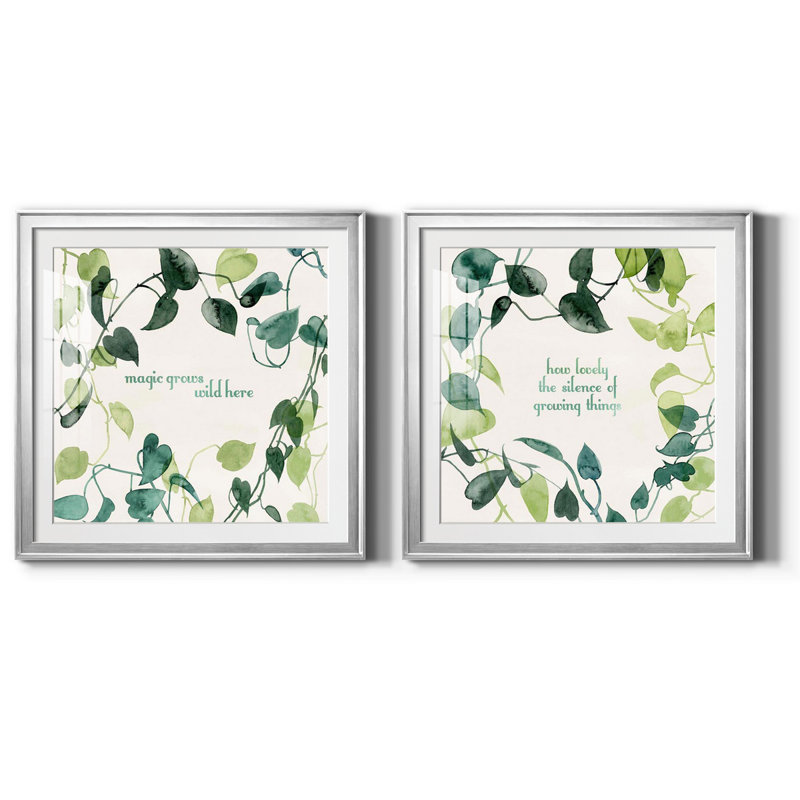Magic Grows I Magic Grows I - ensemble de 2 reproductions d'art, H 30,5 po x l 61 po x P 1,5 po, Papier avec cadre argenté