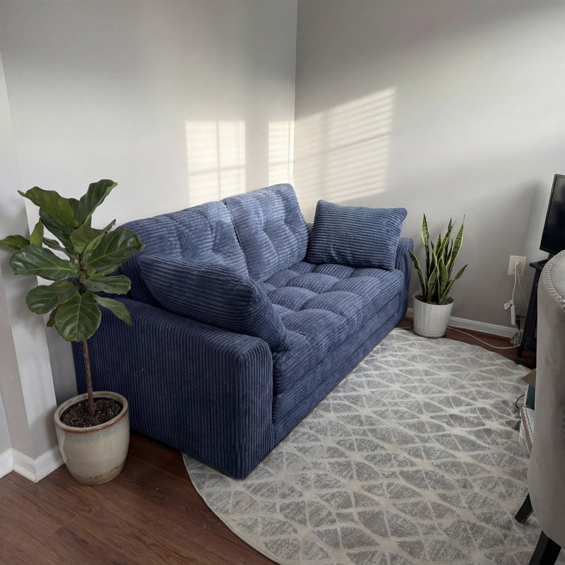 Convertible Folding Sofa Bed, Sponge Floor Couch with Pillows for Small Space Living Room Bedroom, No-Assembly Required