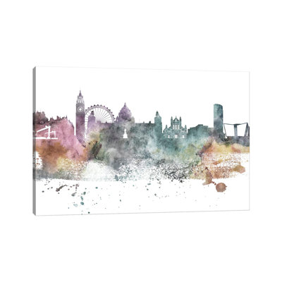 Belfast Pastel Skyline by Wall Decor Addict - Wrapped Canvas Painting