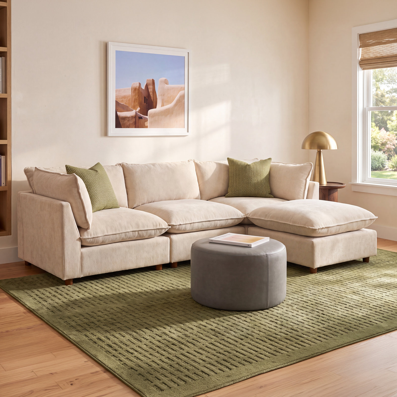Eagan Modular Sectional, Beige Chenille