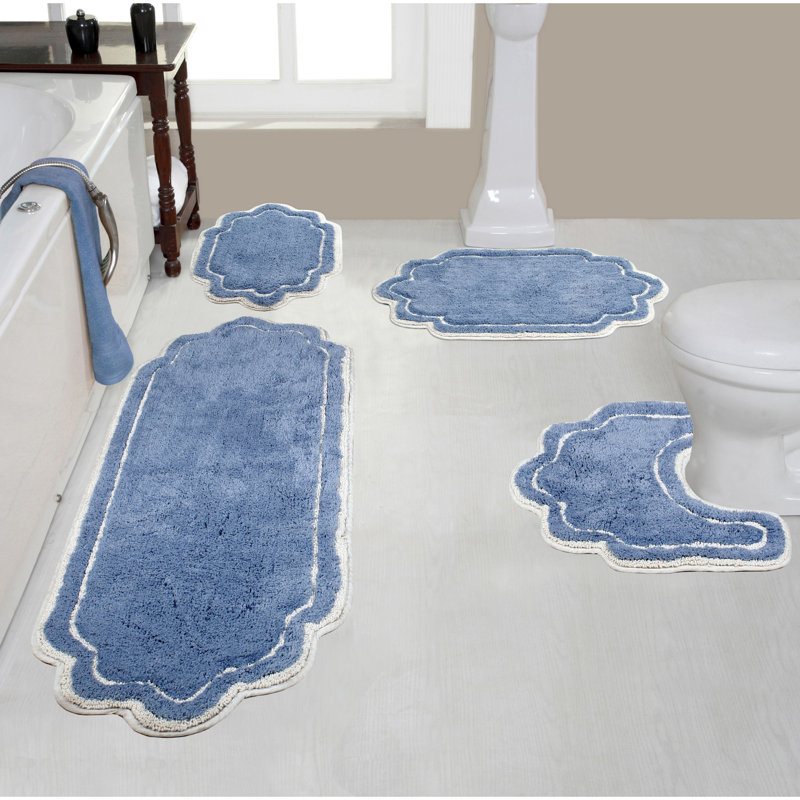 Ensemble de tapis pour salle de bain 100% coton Dobrinsky, lavable à la machine, séchage rapide, absorbant - ensemble de 4 pièces