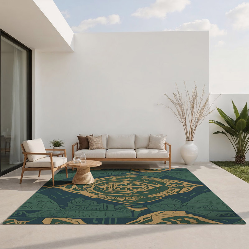 Tapis intérieur et extérieur Radiant Shrine, Rectangle 1 pi 6 po x 2 pi 6 po