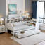 Lit de jour simple peu encombrant avec lit gigogne, tablettes de rangement et bureau - Blanc antique