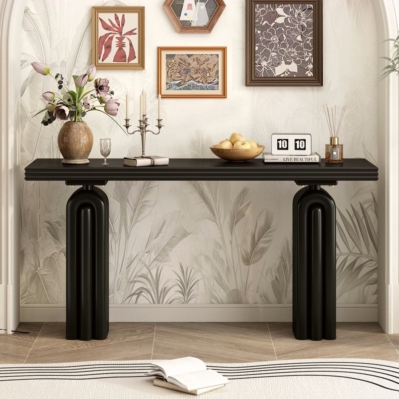 Console élégante et luxueuse en placage d'acacia, Noir