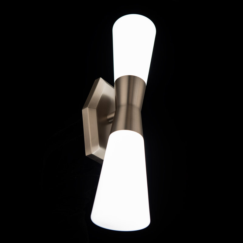2 - Light LED Dimmable Armed Sconce, Brushed Nickel, 18.13" H x 4.5" W x 4.88" D