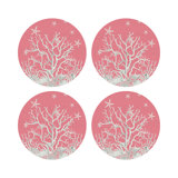 Coral Branch Vegan Leather Round Pebble Placemat