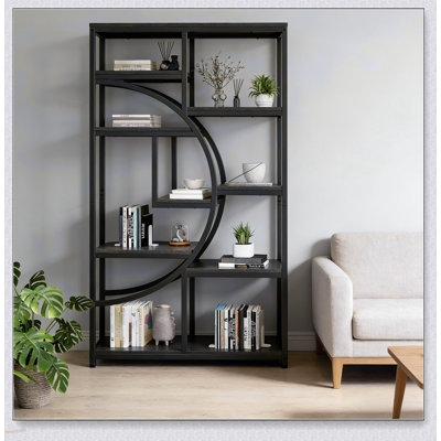 Versatile Display Shelves, Freestanding Bookshelf with Geometric Design for Modern and Contemporary Decor