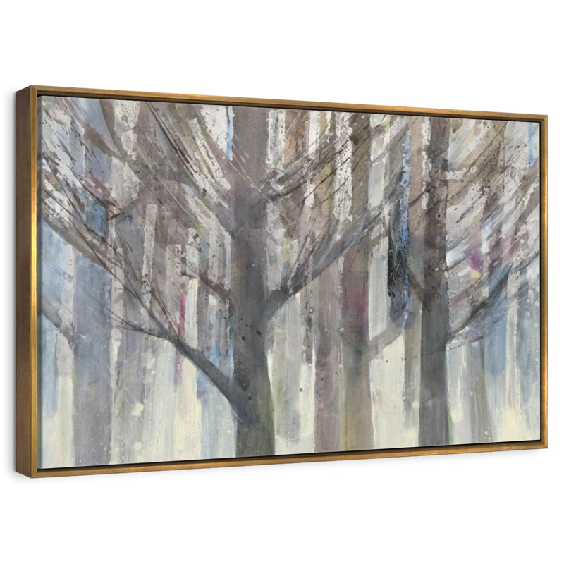 Lumière forêt, 46 po x 31 po, Cadre flottant doré