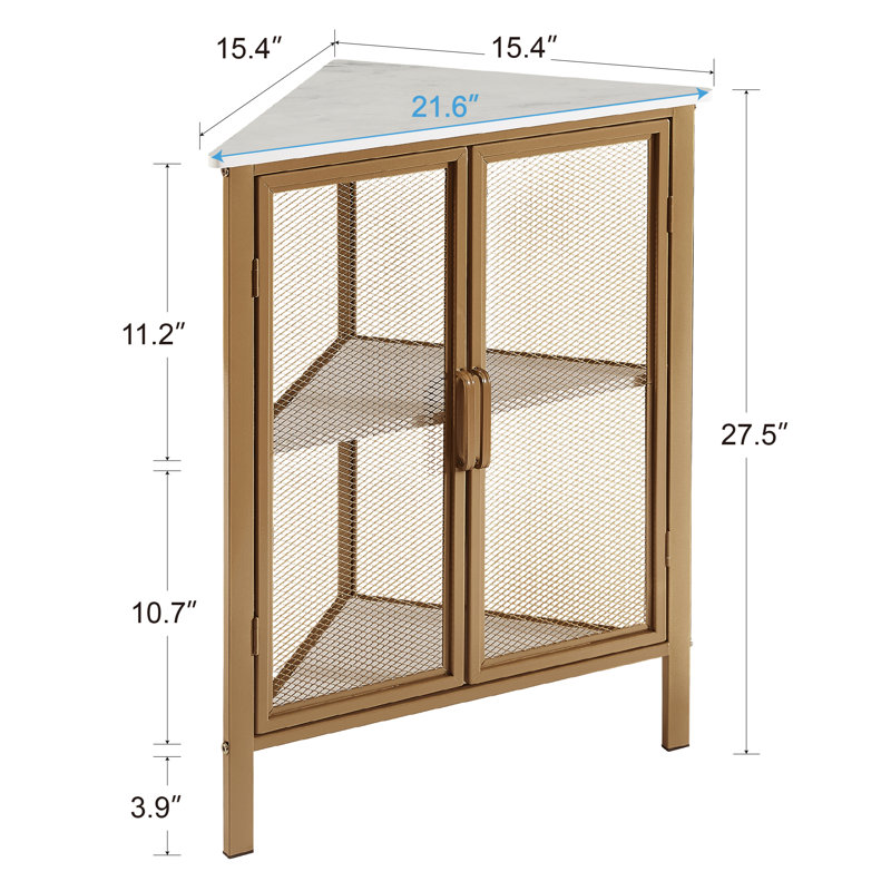 2 - Door Corner Accent Cabinet, Gold/White