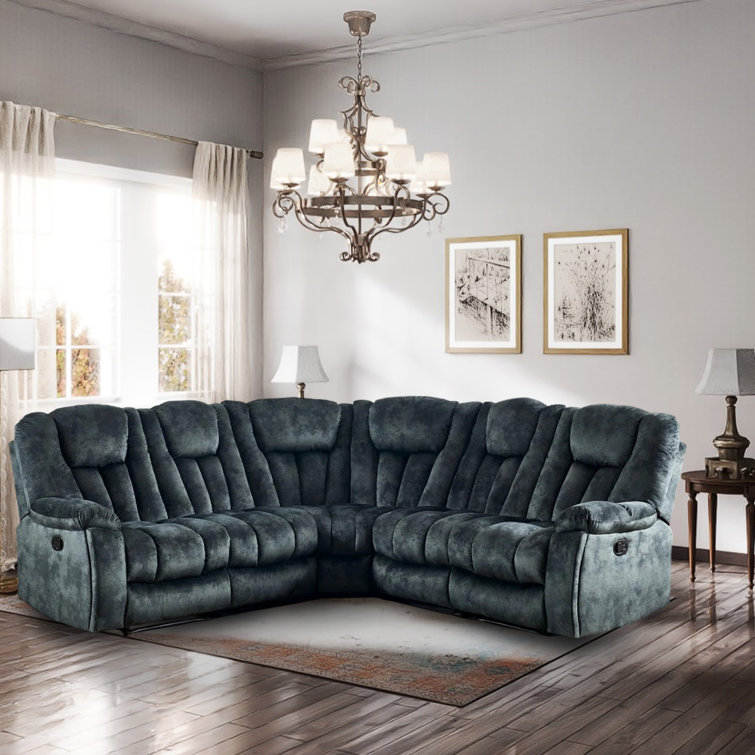 Dartee 5-Piece Microfiber Manual Reclining Corner Sectional With Dual Hidden Cupholders