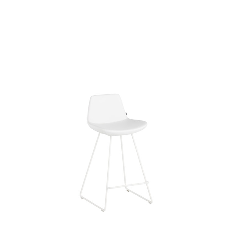 Upholstered Counter Stool with Metal Frame, White Eco Leather, White, Bar Stool (29" Seat Height)