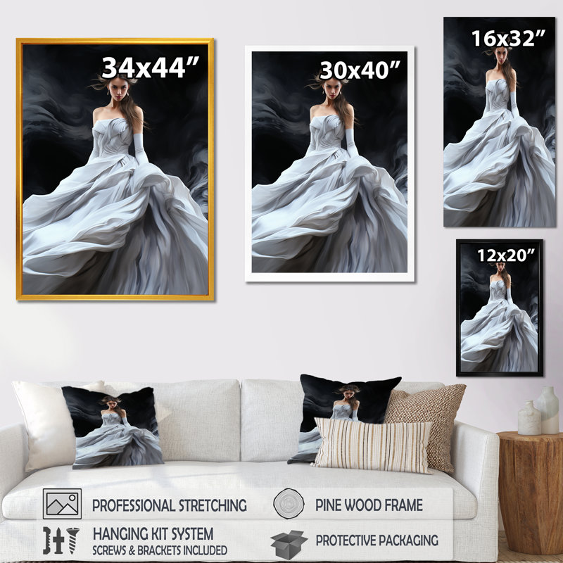 Blanc Adagio Dance Ballet - Ballet, art mural, Cadre simple argenté, H 20 po x l 12 po x P 1 po