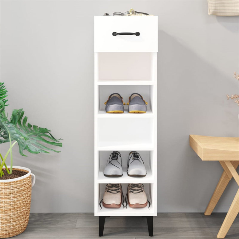 6 Pair Shoe Storage Cabinet, White