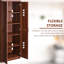 Armoire de rangement 63 po, 2 portes avec 5 tablettes et 2 tablettes réglables, brun pour une élégante armoire de rangement de salle à manger, rangement bien organisé