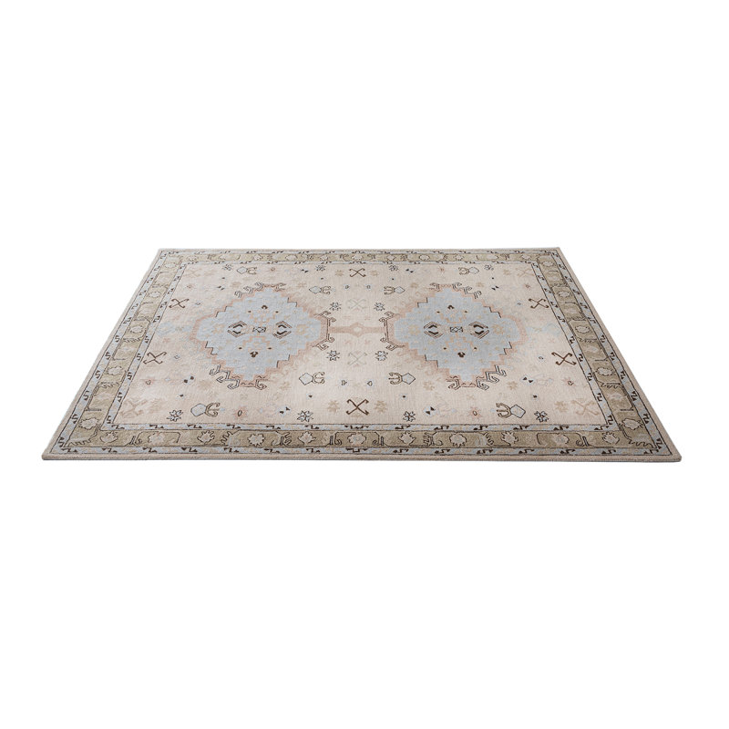 Wool Oriental Area Rug in Brown/Gray/Beige, Rectangle 6' x 9'