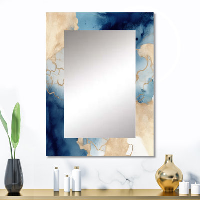 Blue and Gold Marble Clouds VIII - Blue Wall Mirror Decor
