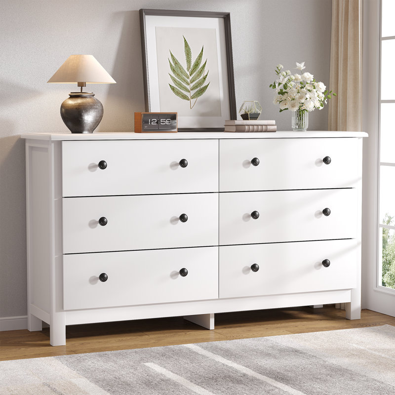 47.2 " W 6 - Drawer Dresser, White