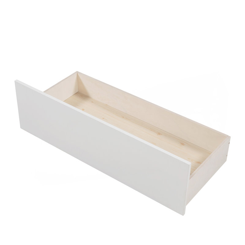 Lit simple en bois avec deux tiroirs (blanc)