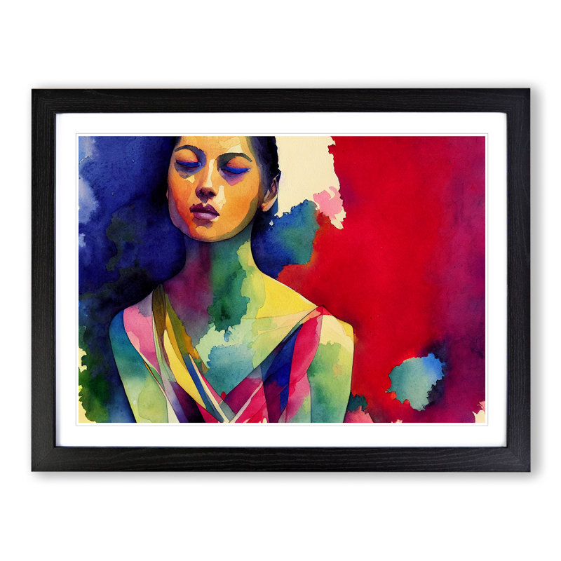 XH1022-10283X Woman Dancer Painted Vol.1 Abstract - Single Picture Frame Print, Black Framed, 46cm H x 64cm W x 2cm D