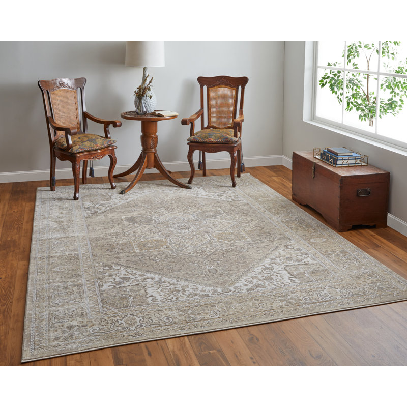 Neoma Viscose Oriental Indoor Rug, Rectangle 3'9" x 5'9"