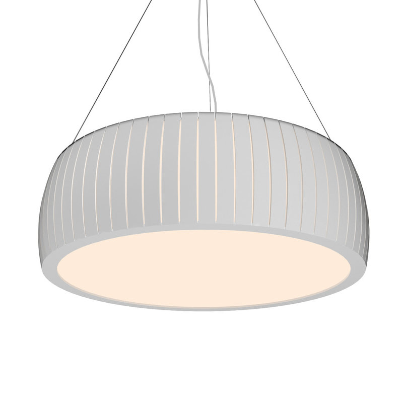 Teak Drum LED Pendant Light with Acrylic Diffuser
