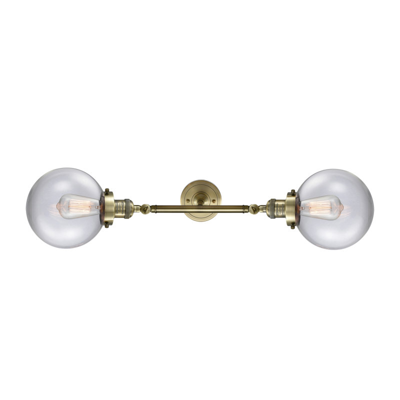 Clementina 2 - Light Dimmable Vanity Light, Clear, 60 Watt Vintage Incandescent Bulb, Antique Brass