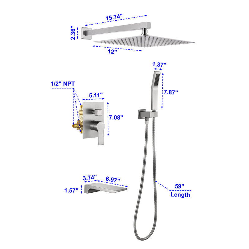 Wall Tub Spout, Brushed Nickel