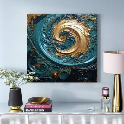 Teal Majestic Motion I - Abstract Spirals Wall Art