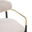 Chaise de salle à manger Wexley en fer de style moderne du milieu du siècle, avec assise rembourrée, structure ouverte et accents dorés-134036797-134036798