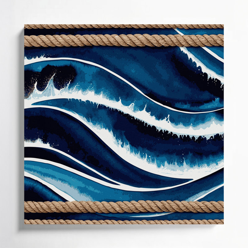 Art nautique sur toile bleu, H 32 po x l 32 po