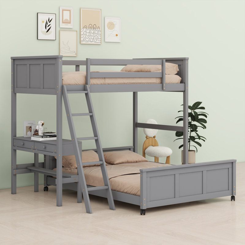 Bunk Bed With Desk, Grey