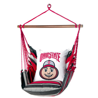 Fauteuil suspendu Brutus Buckeye de l'Ohio State, couleur écarlate et grise.